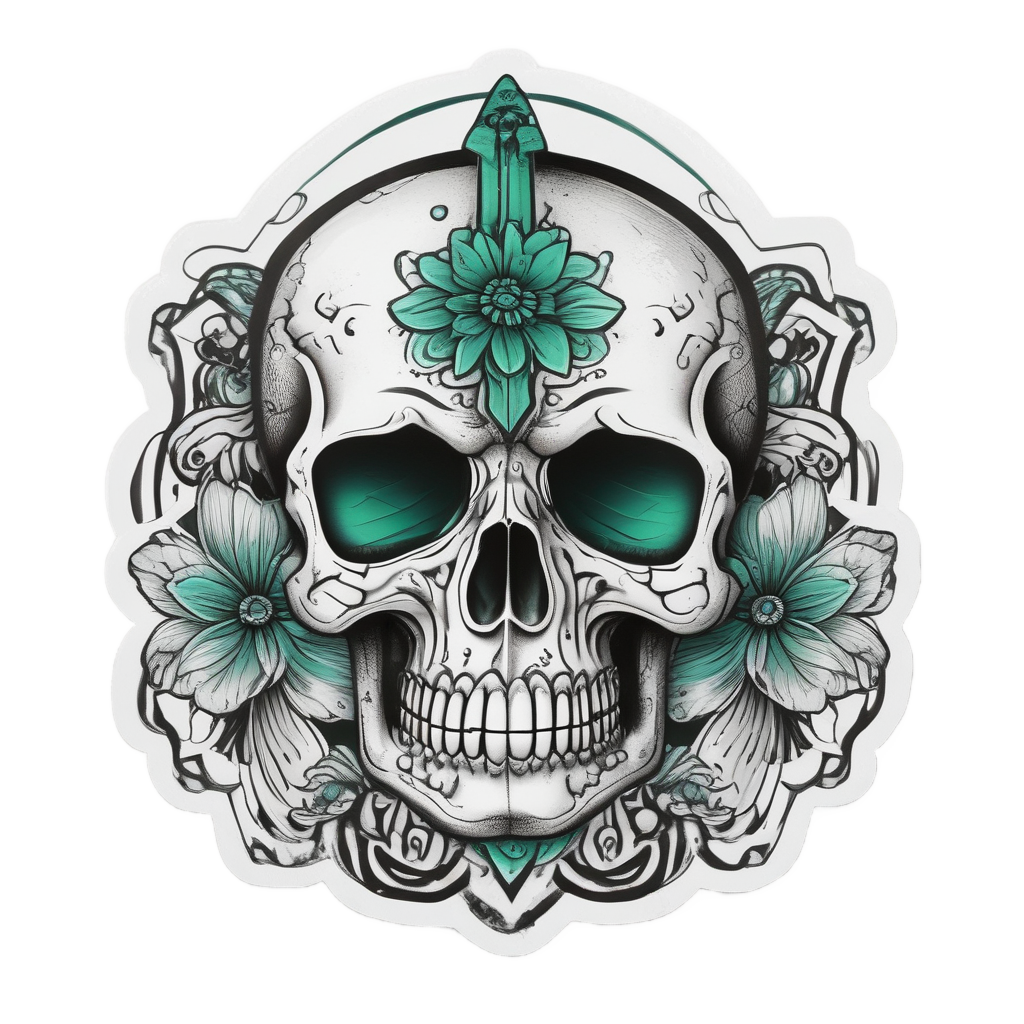 Daisy Skull Dagger — floral skull stickers
