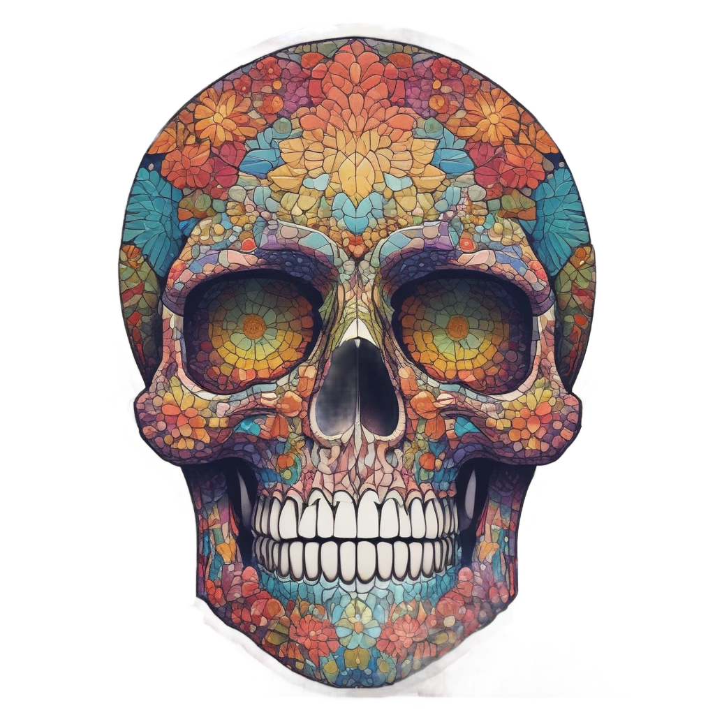 Daisy Skull Mosaic — floral skull stickers