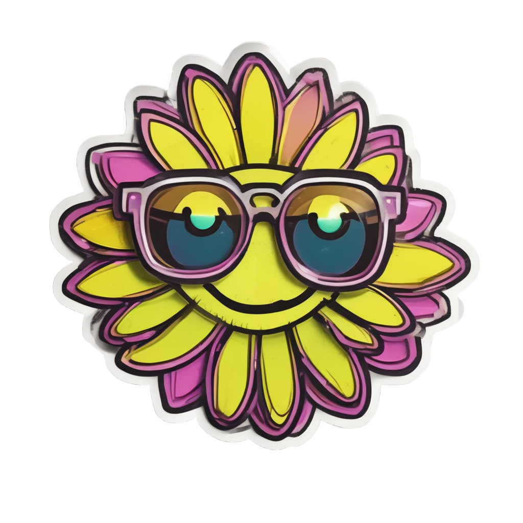 Daisy with Neon Glasses — floral stickers