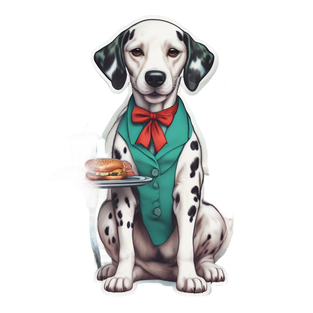 Dalmatian Diner Waitress — dogs stickers