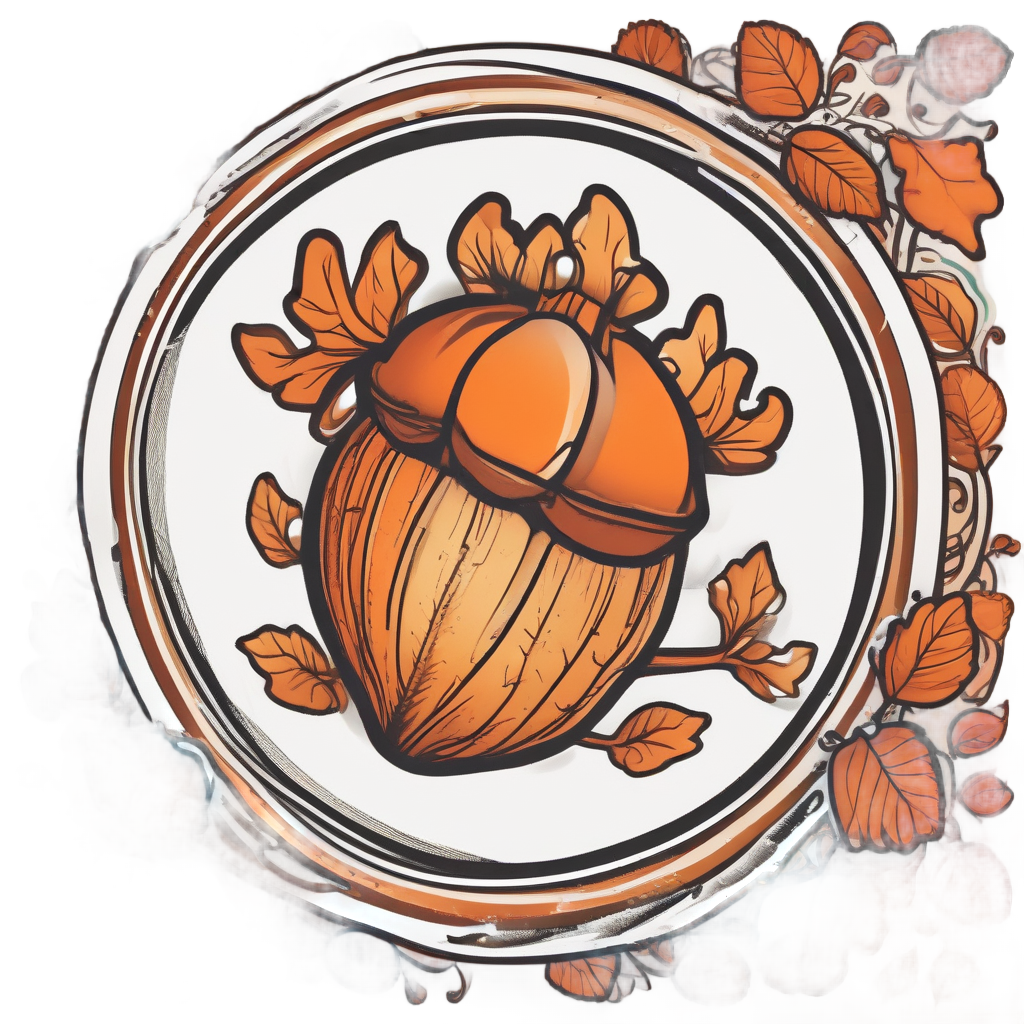 Dancing Acorn with Leaves — forest floor stickers