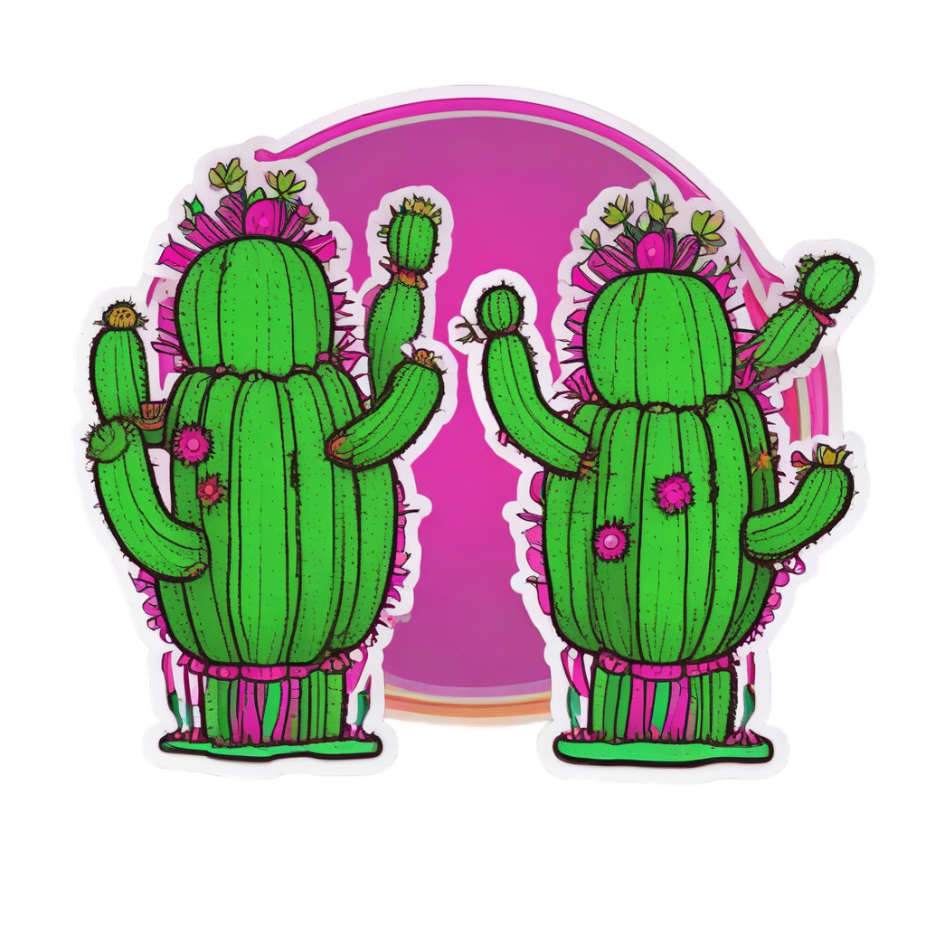 Dancing Barrel Cactus Duo — boho nursery stickers