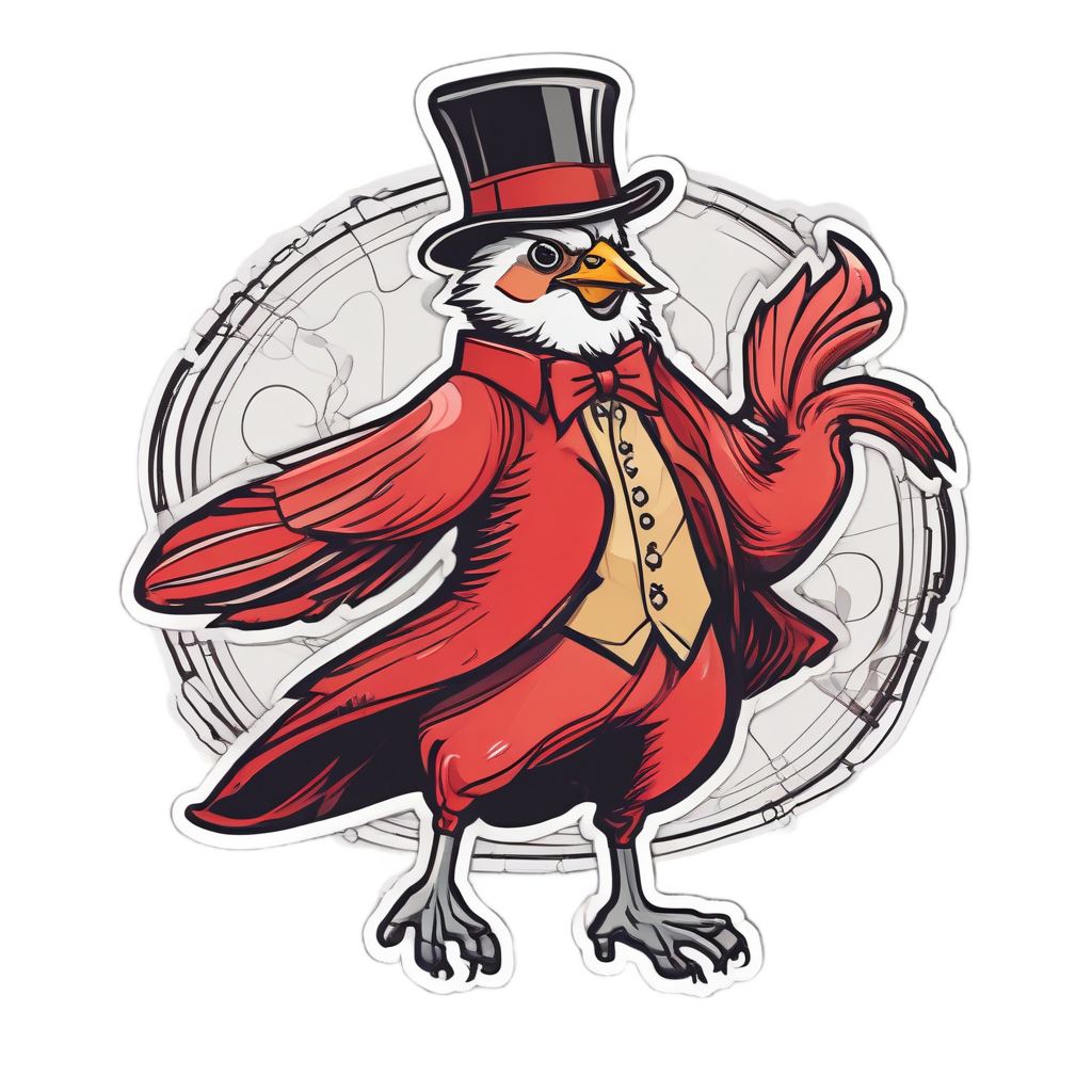 Dancing Cardinal with Hat — birds stickers
