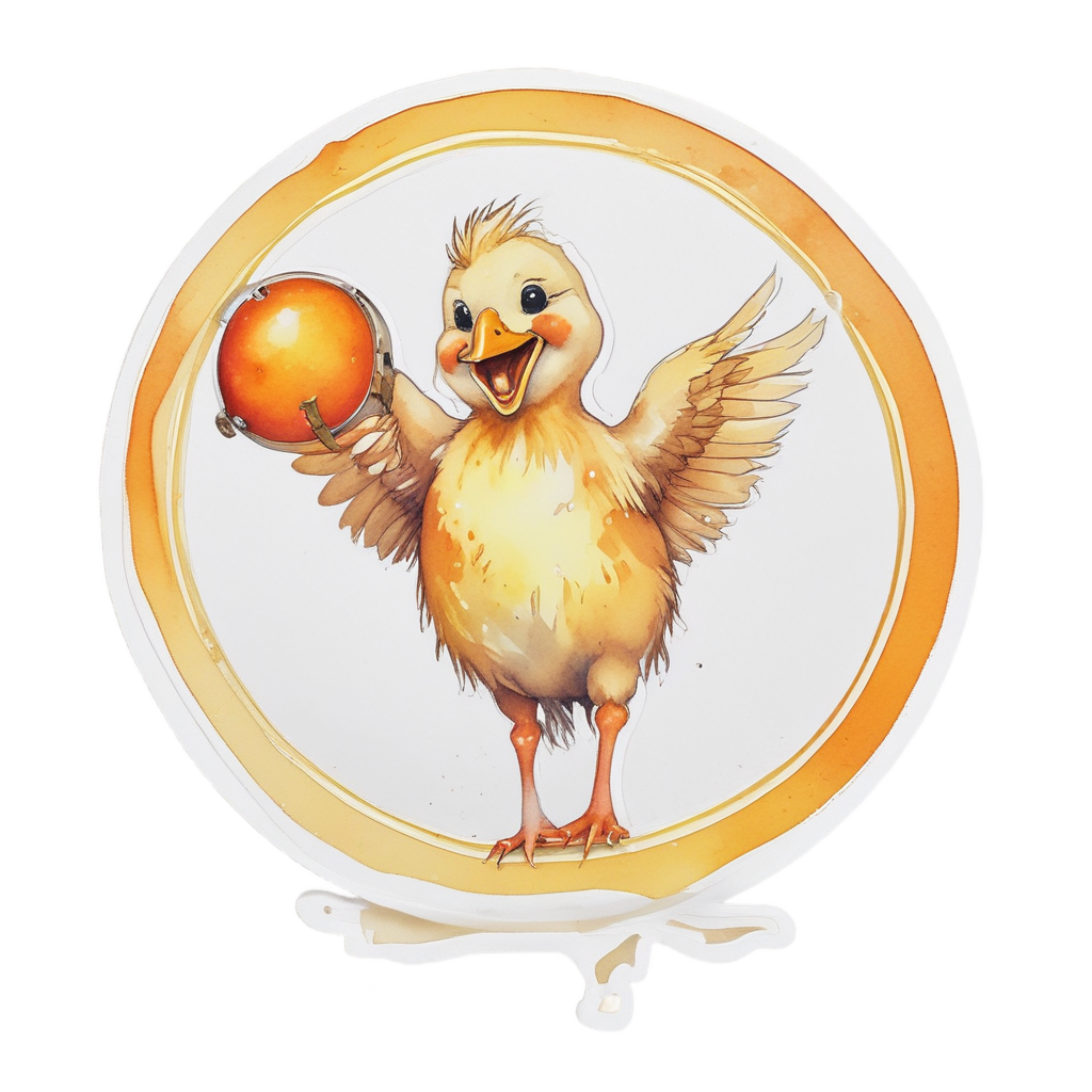 Dancing Chick with Tambourine — nursery & baby stickers