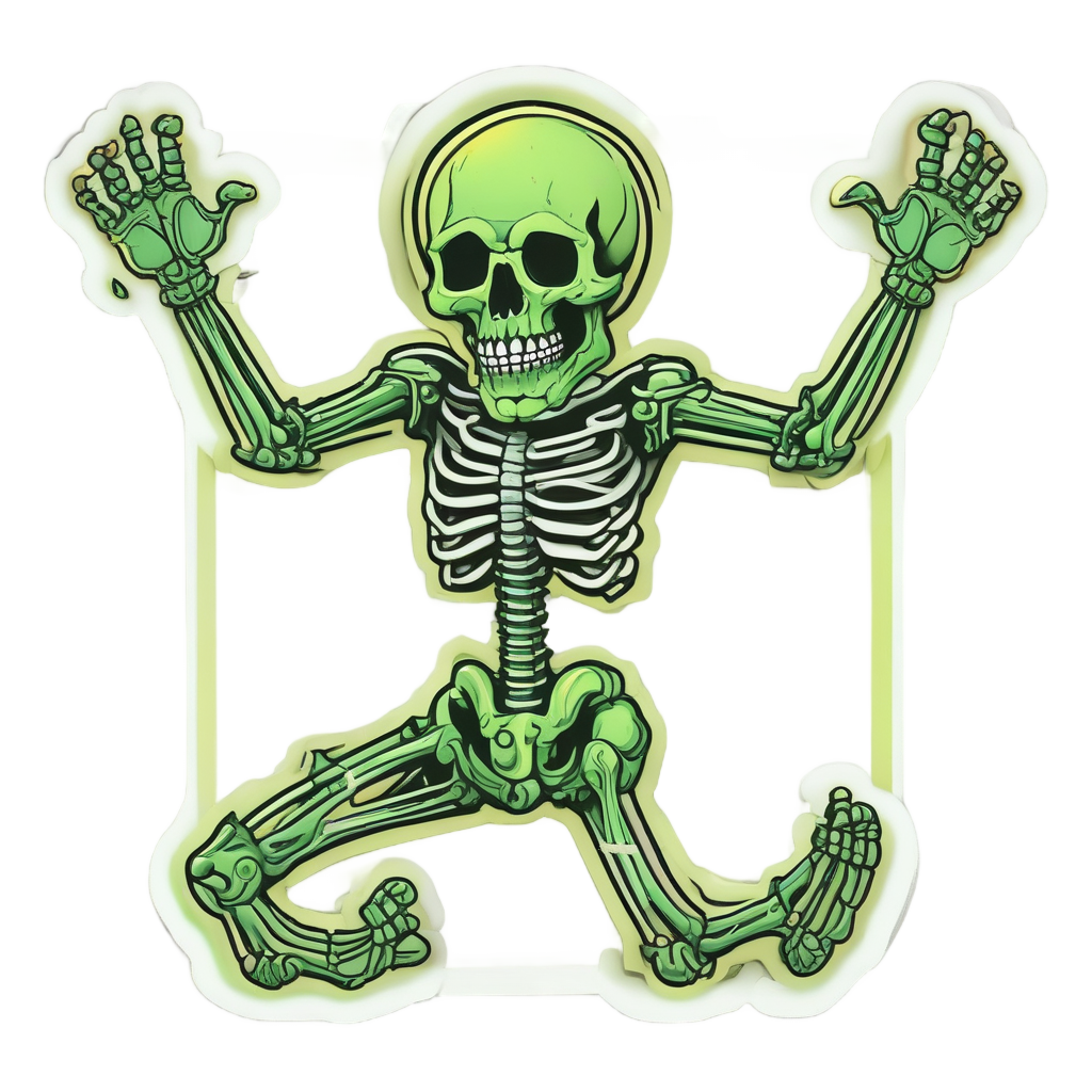 Dancing Ember Skeleton — flaming skull stickers