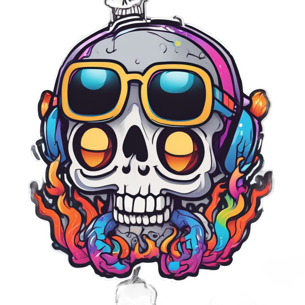 Dancing Inferno Skull — flaming skull stickers