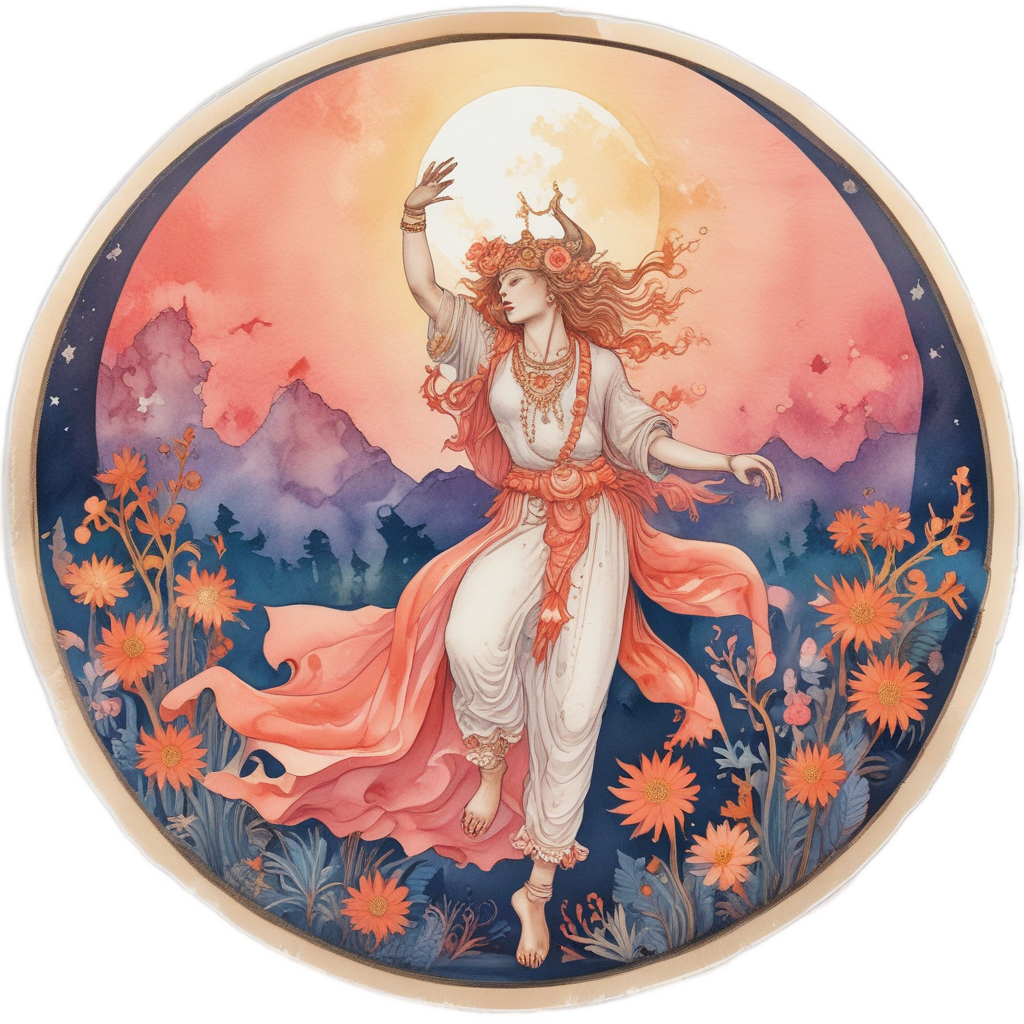 Dancing Moon with Tambourine — celestial nursery stickers