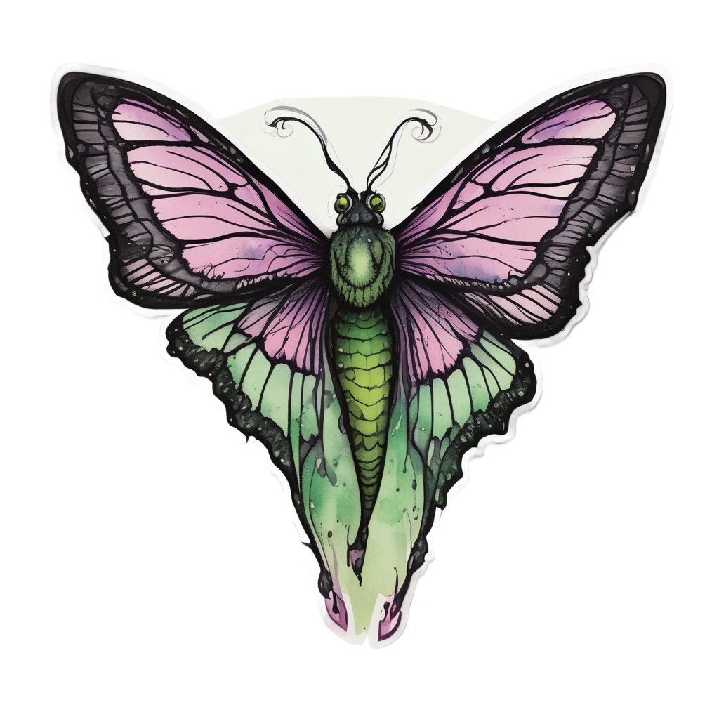 Dancing Moth Duet — gothic botanical stickers
