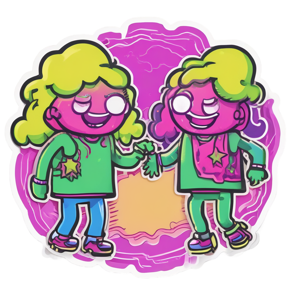 Dancing Neon Cloud Duo — celestial nursery stickers