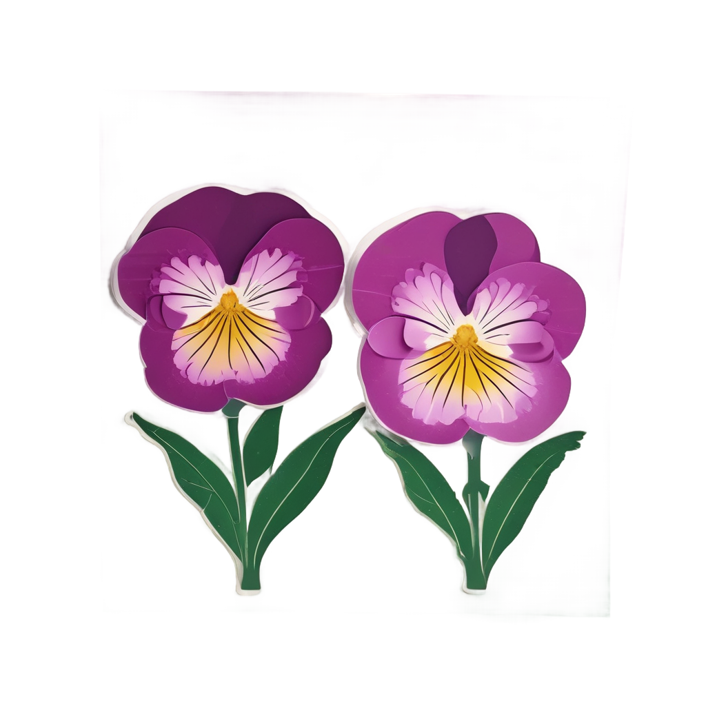 Dancing Pansy Duo — pressed flowers stickers