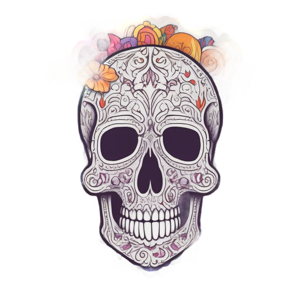 Dancing Petal Skull — watercolor skull & roses stickers
