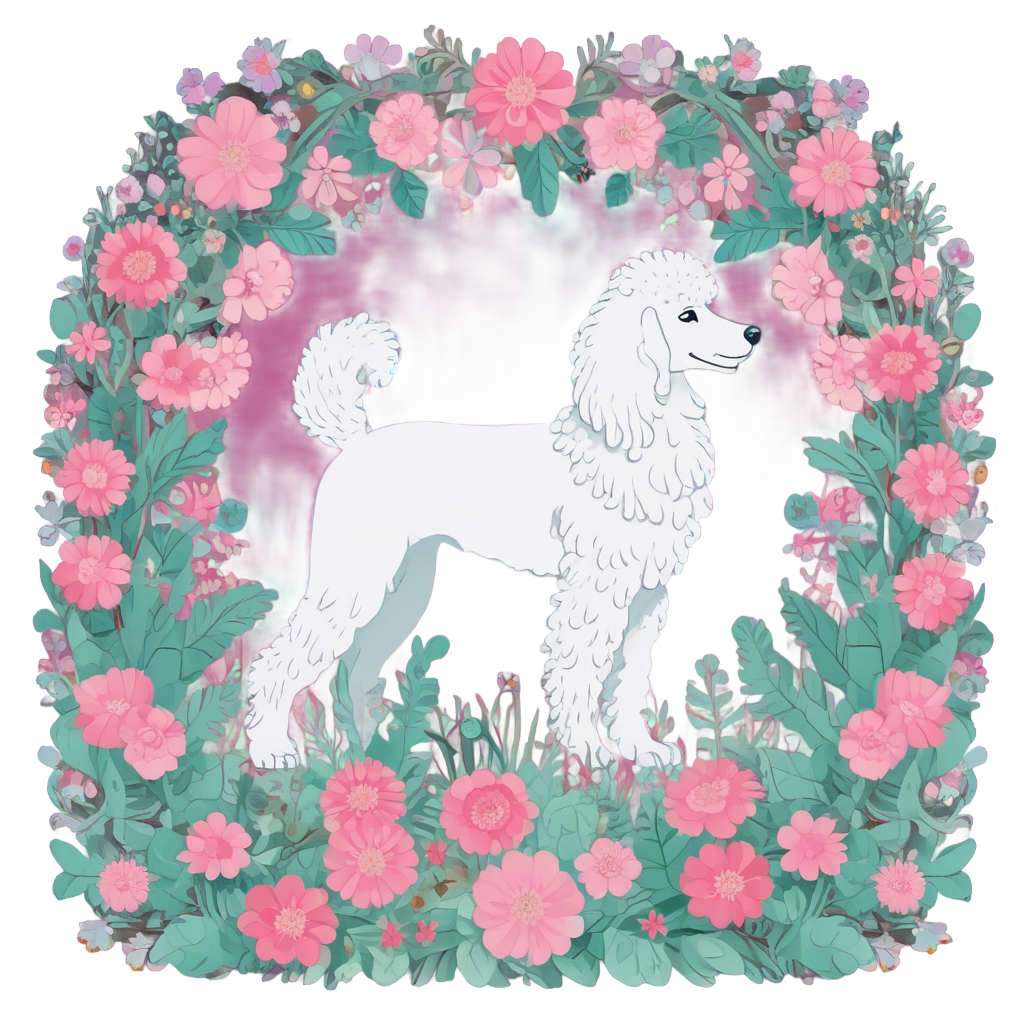 Dancing Poodle in Floral Wreath — dogs stickers