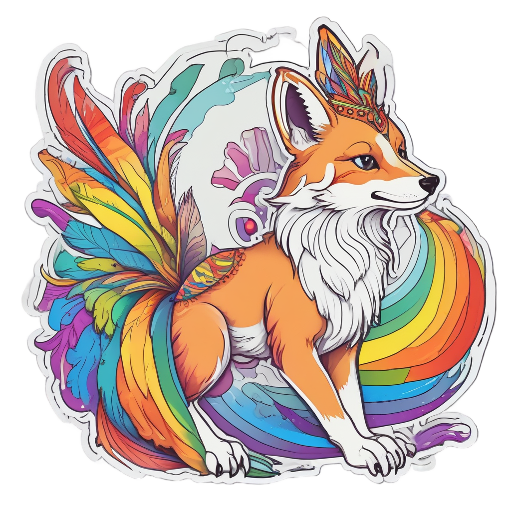 Dancing Rainbow Fox — boho nursery stickers