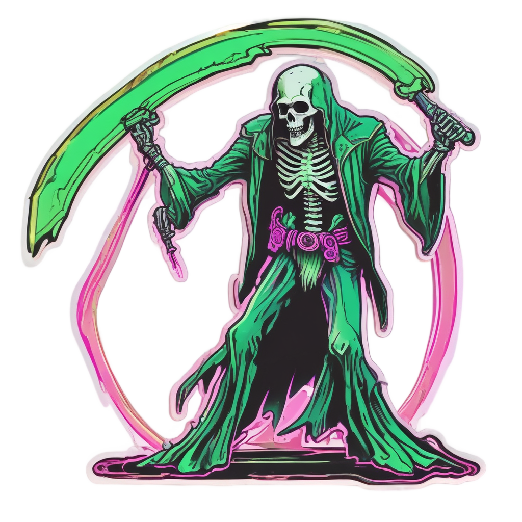 Dancing Reaper Neon — reaper skull stickers