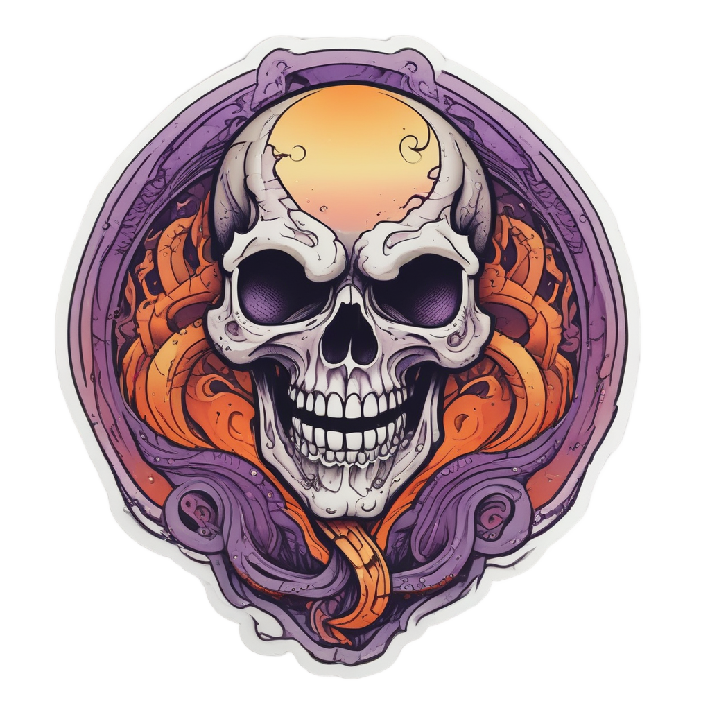 Dancing Serpent Skull — blackwork skull stickers