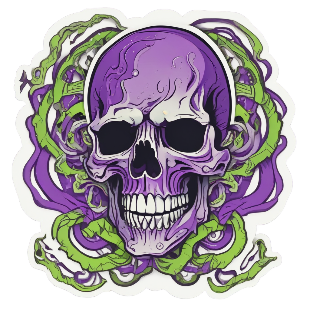 Dancing Skull in Chains — blackwork skull stickers