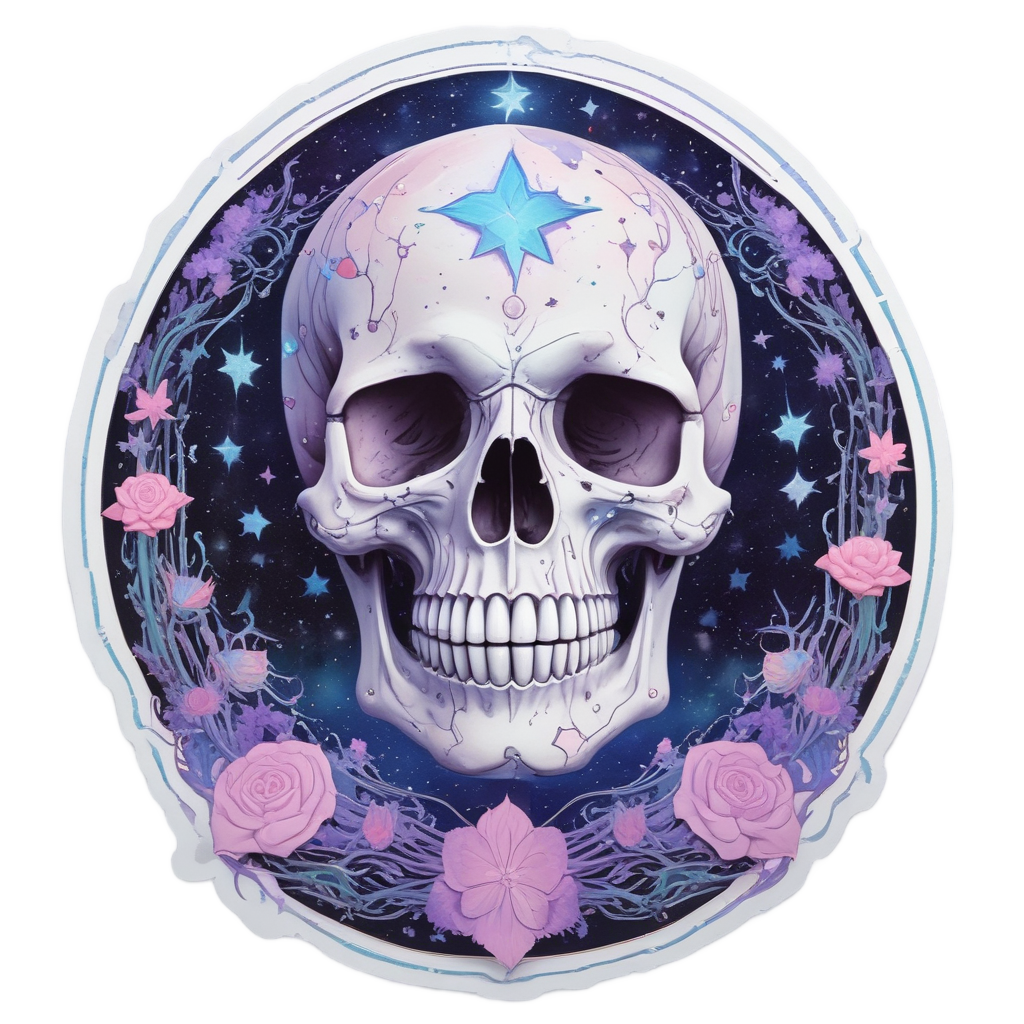 Dancing Skull of Stars — mystical skull stickers