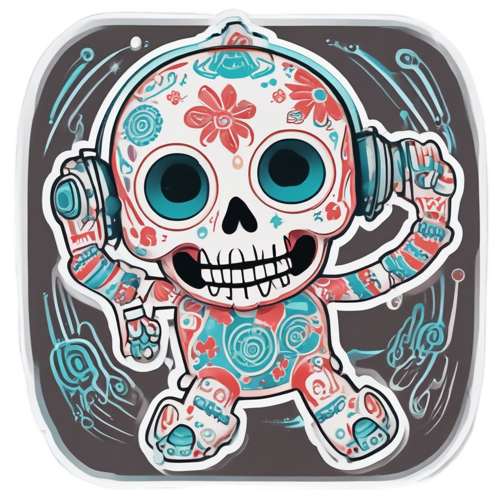 Dancing Skull Stripe Joy — music stickers