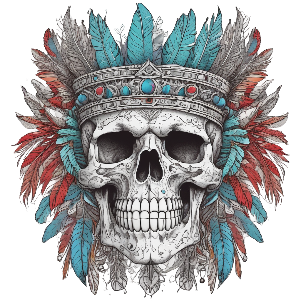 Dancing Skull with Feathers — war-paint skull stickers