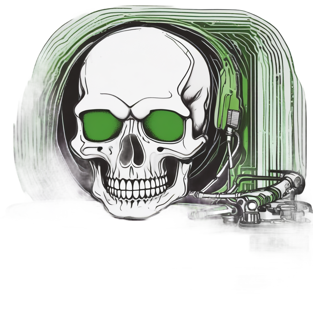 Dancing Skull with Record Player — minimal skull stickers