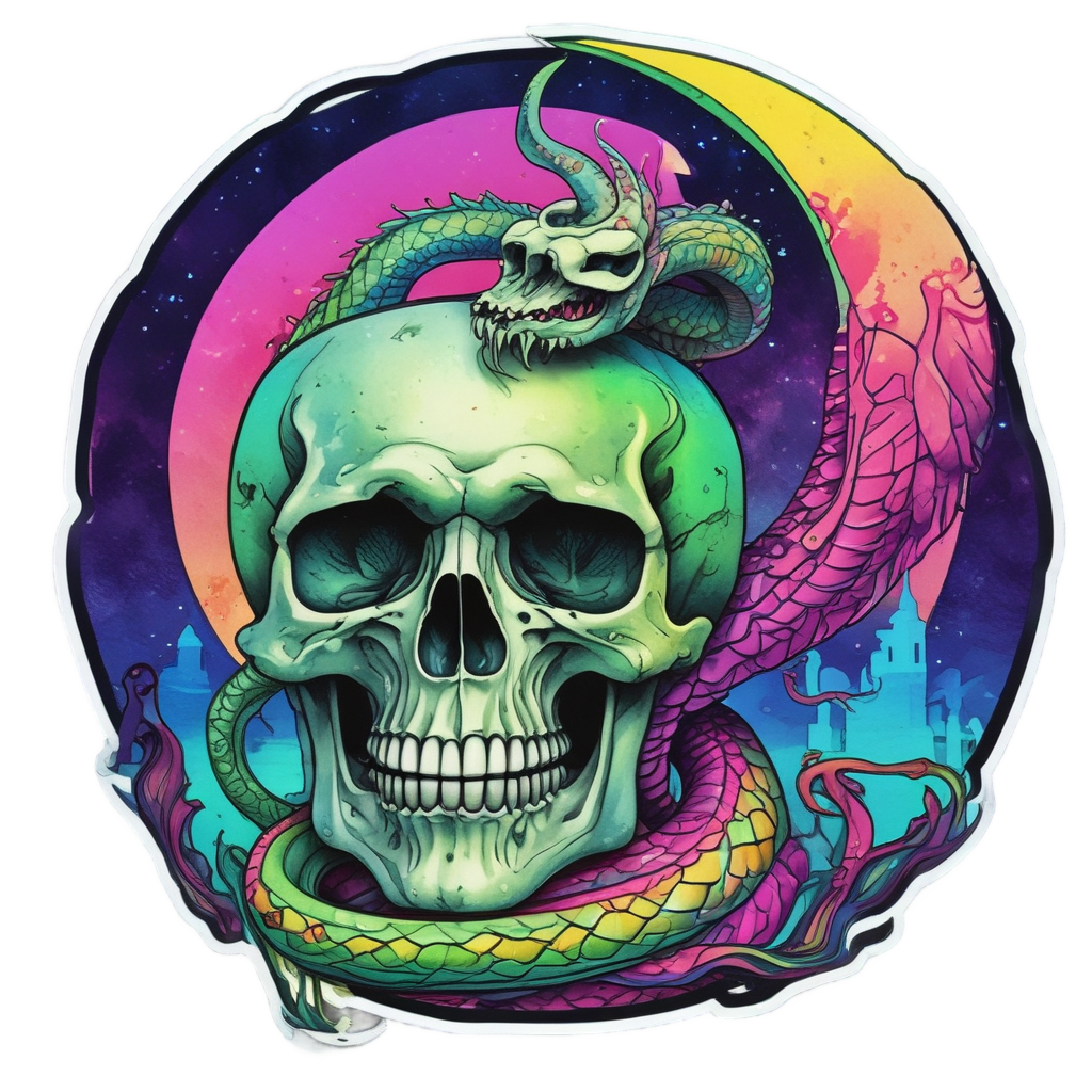 Dancing Snake Skull — mystical skull stickers