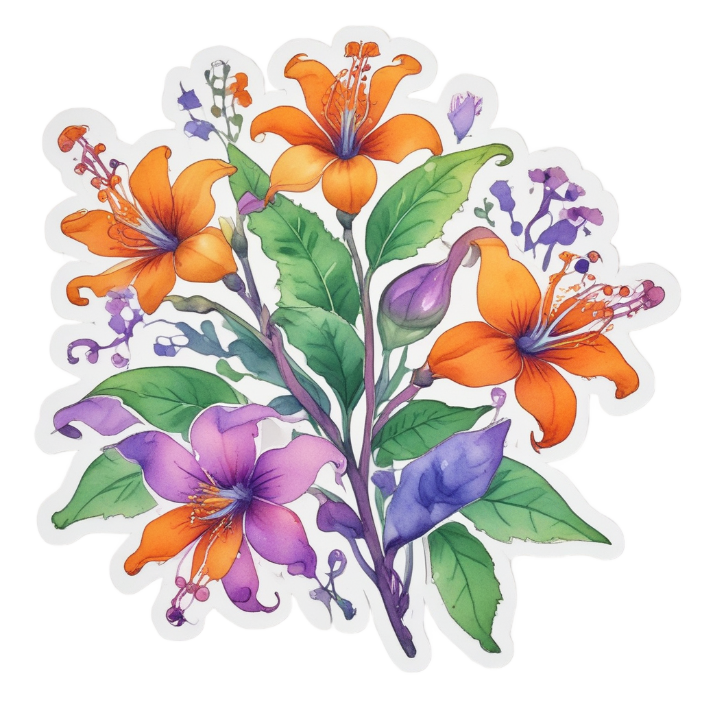Dancing Sprig Trio — gothic botanical stickers