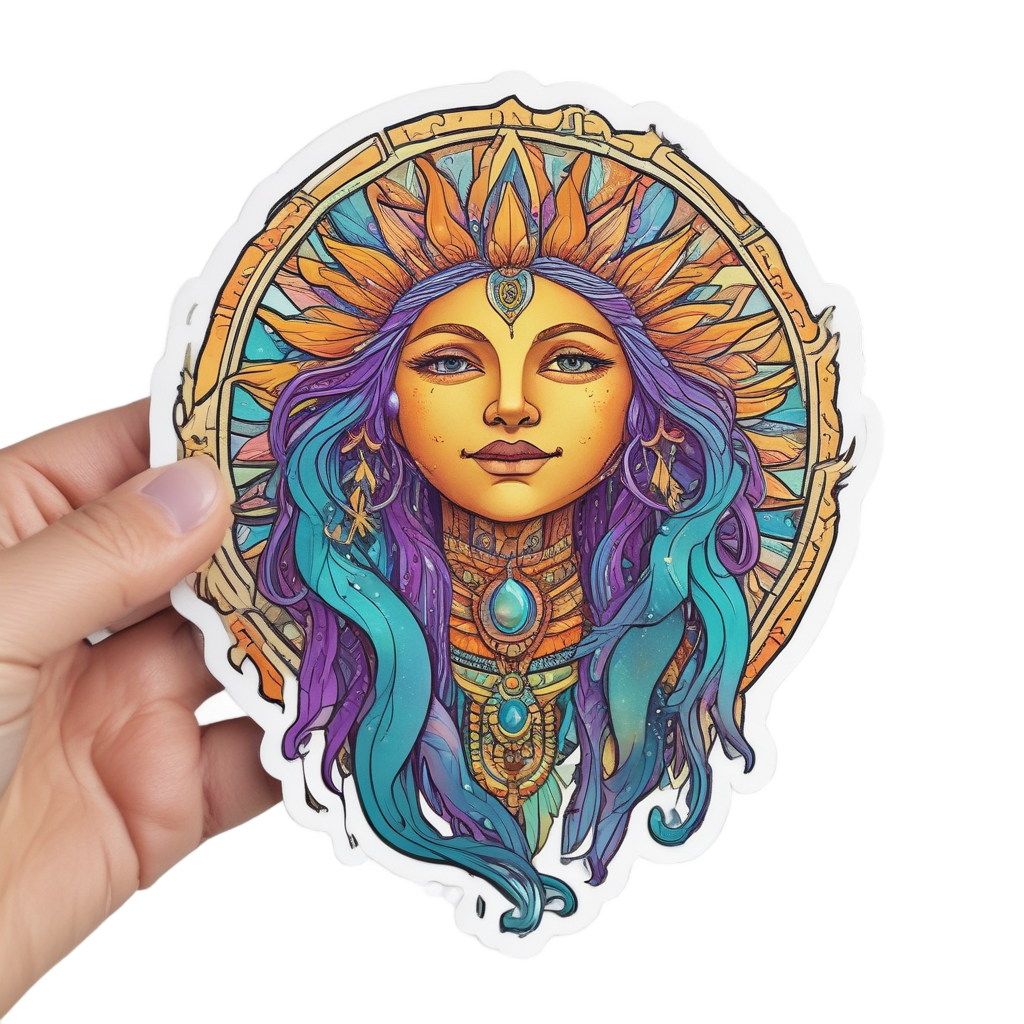 Dancing Sun with Feathers — boho nursery stickers