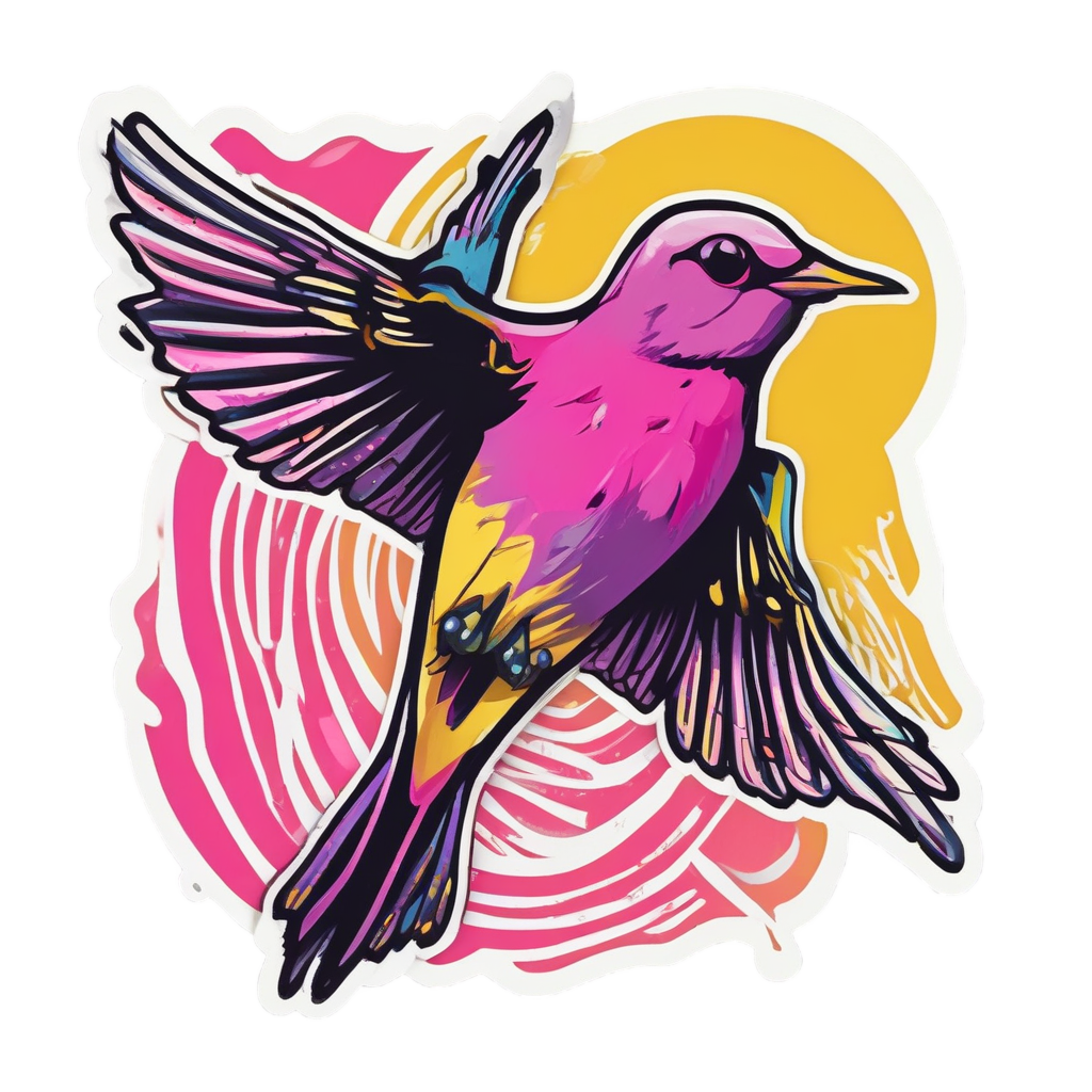 A playful neon yellow swallow dancing