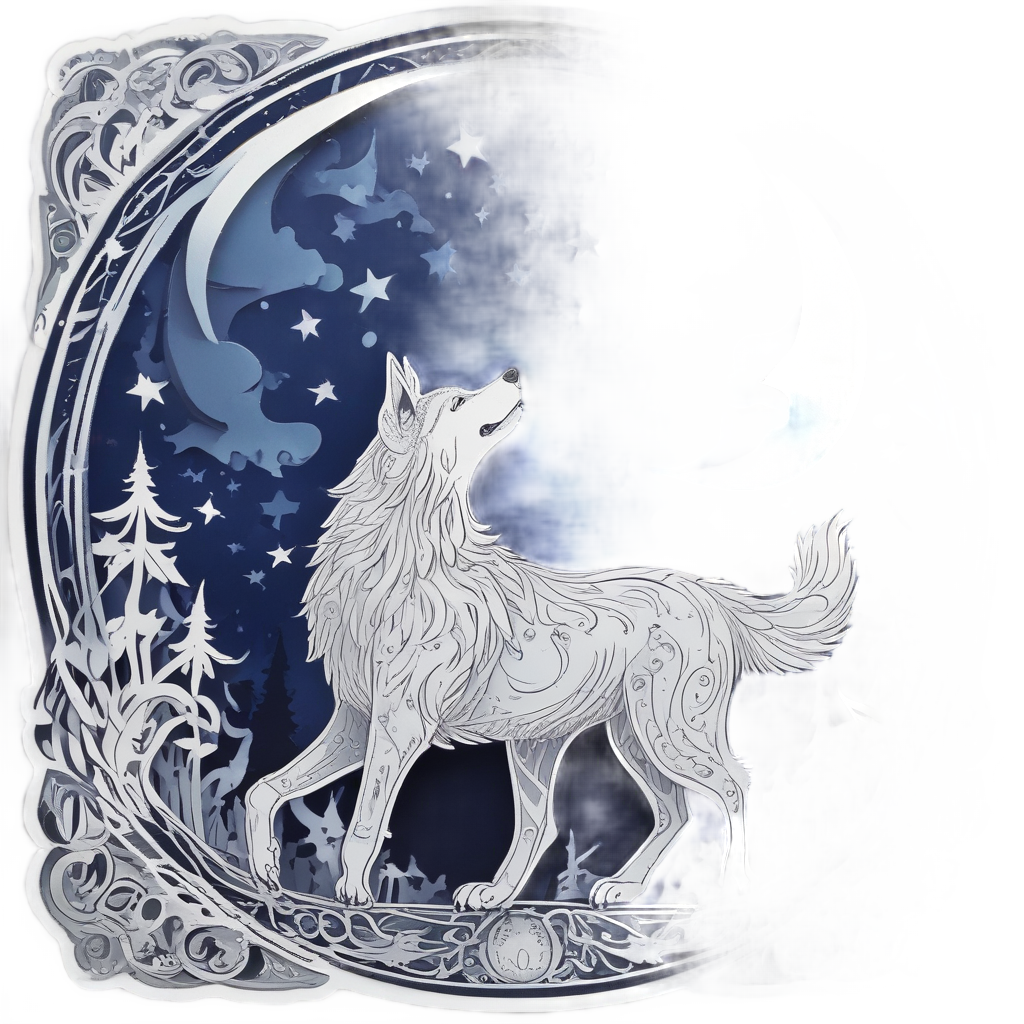 Dancing Wolf in Moonlight — wildlife stickers