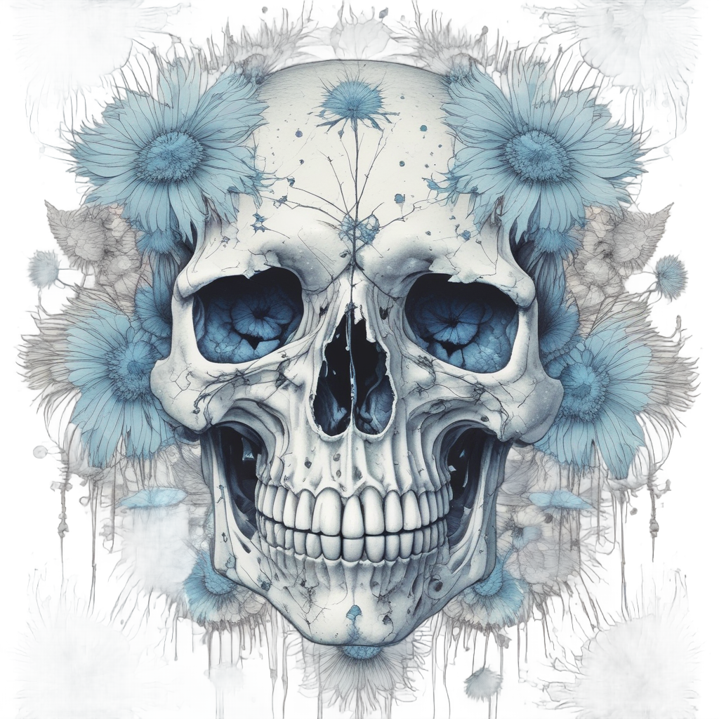 Dandelion Wish Bones — floral skull stickers