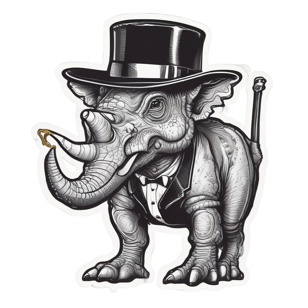 Dapper Triceratops Top Hat — dinosaurs stickers