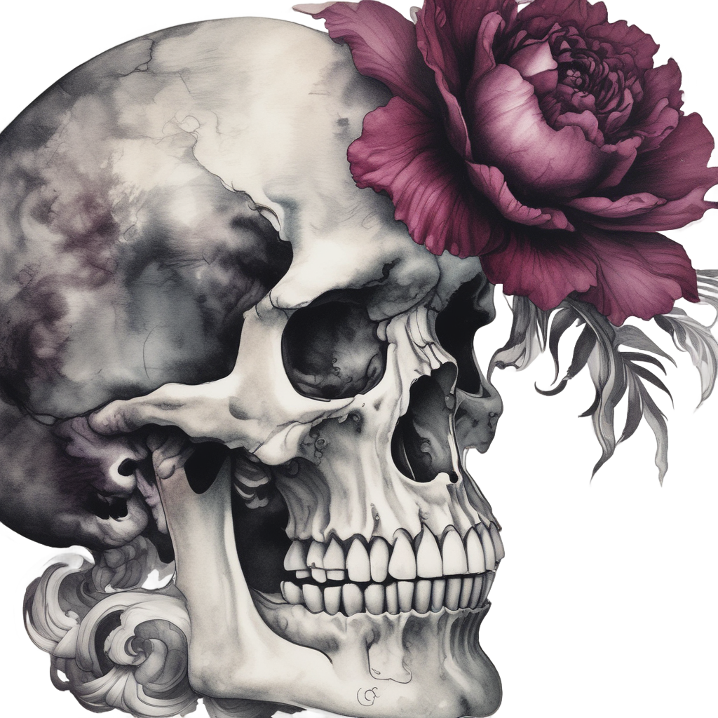 Dark Floral Skull — floral skull stickers