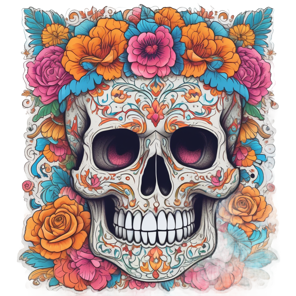 Day of Dead Bow — floral skull stickers