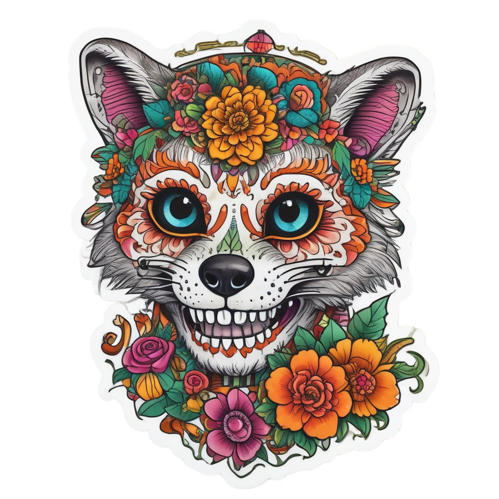 Day of Dead Raccoon — woodland nursery stickers