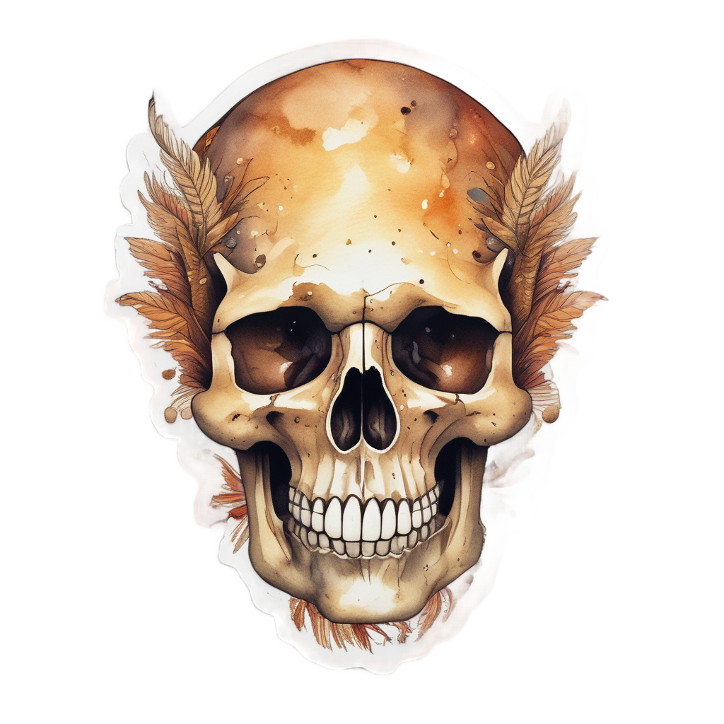 Daydream Feather Flutter — boho skull stickers