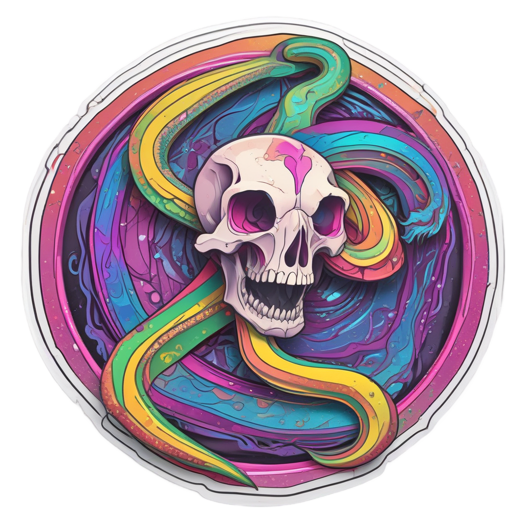 Dazzle Dance Swirl — line-art skull stickers
