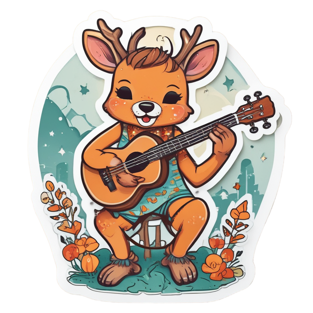 Deer Playing a Ukulele — music stickers