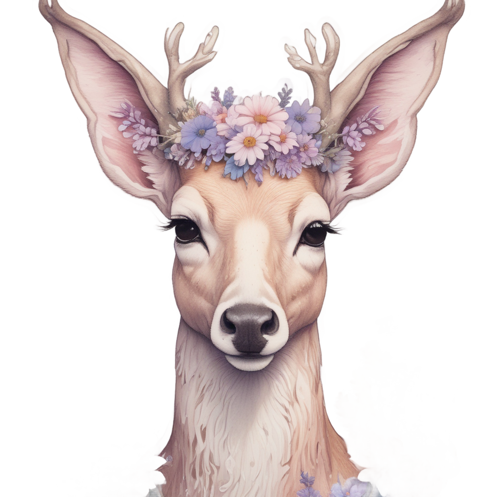 Deer with a Flower Crown — wildlife stickers