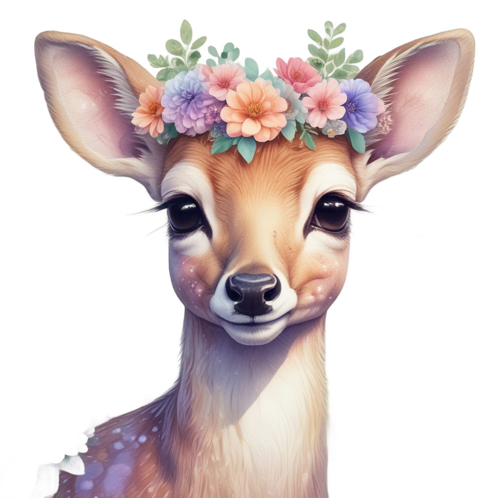 Deer with Flower Crown — woodland nursery stickers