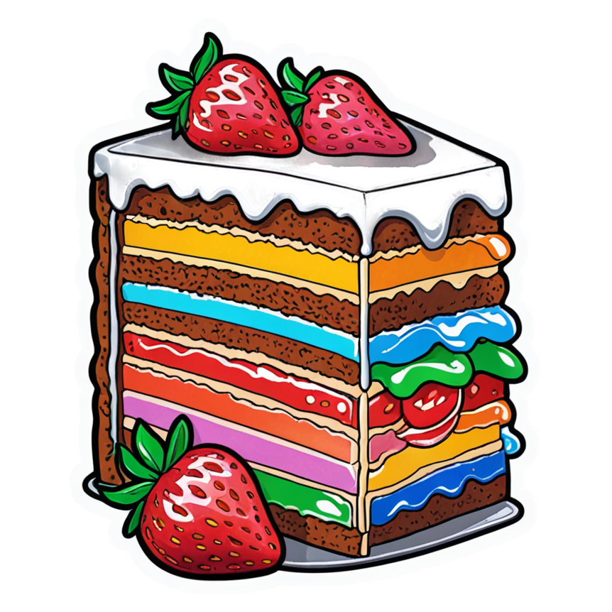 Cake Slice (holographic) — dessert stickers