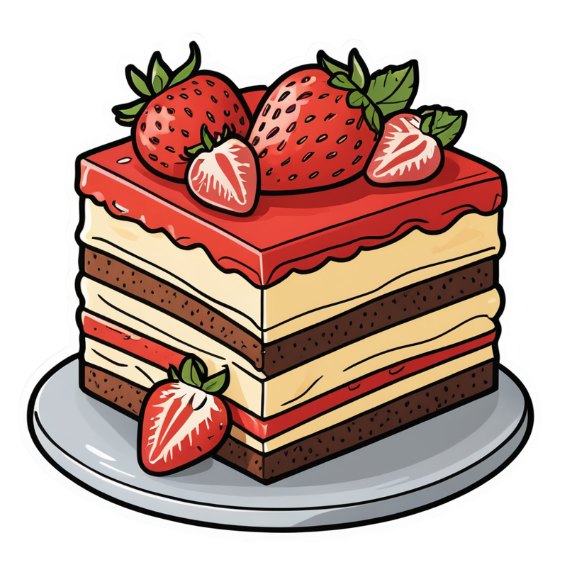 Cake Slice (lineart) — dessert stickers