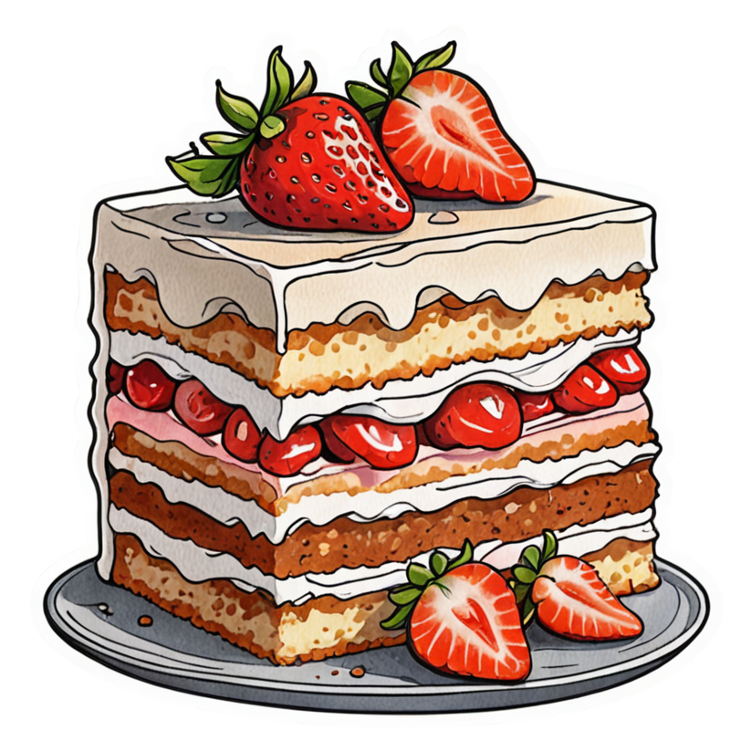 Cake Slice (watercolor) — dessert stickers