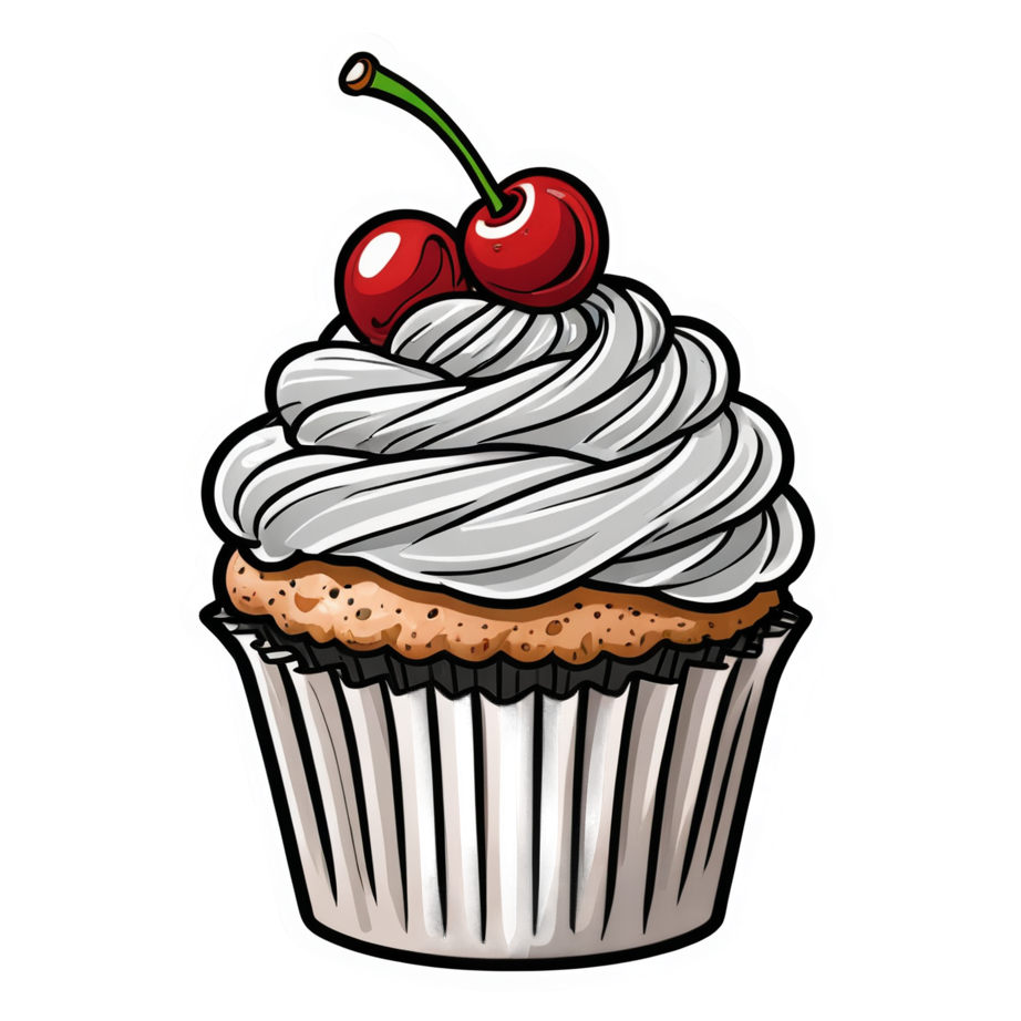 Cupcake Cutie (lineart) — dessert stickers