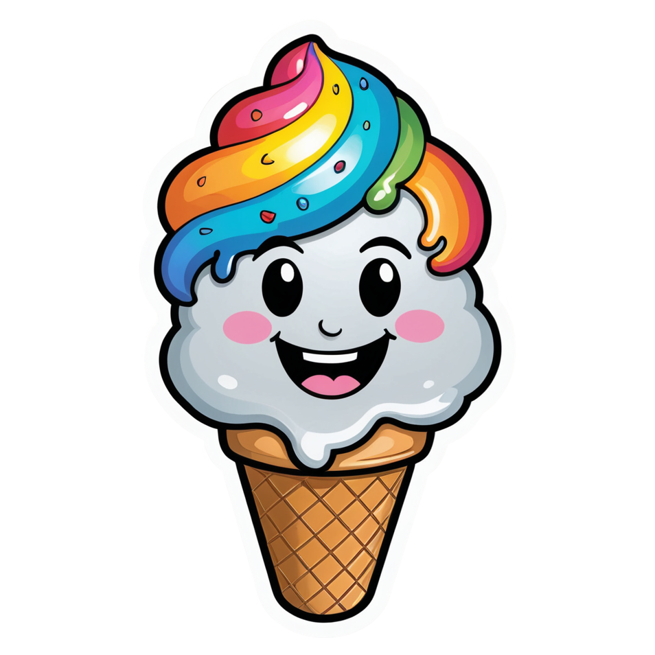 Ice Cream Cone (holographic) — dessert stickers