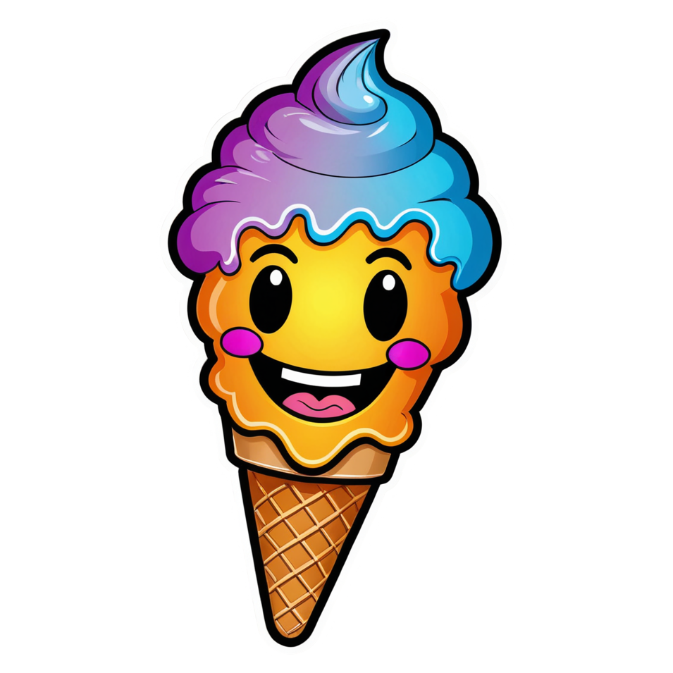 Ice Cream Cone (neon) — dessert stickers