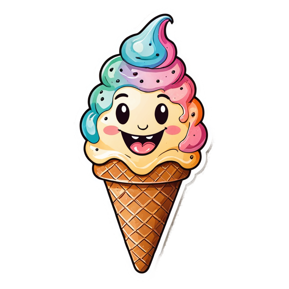Ice Cream Cone (watercolor) — dessert stickers