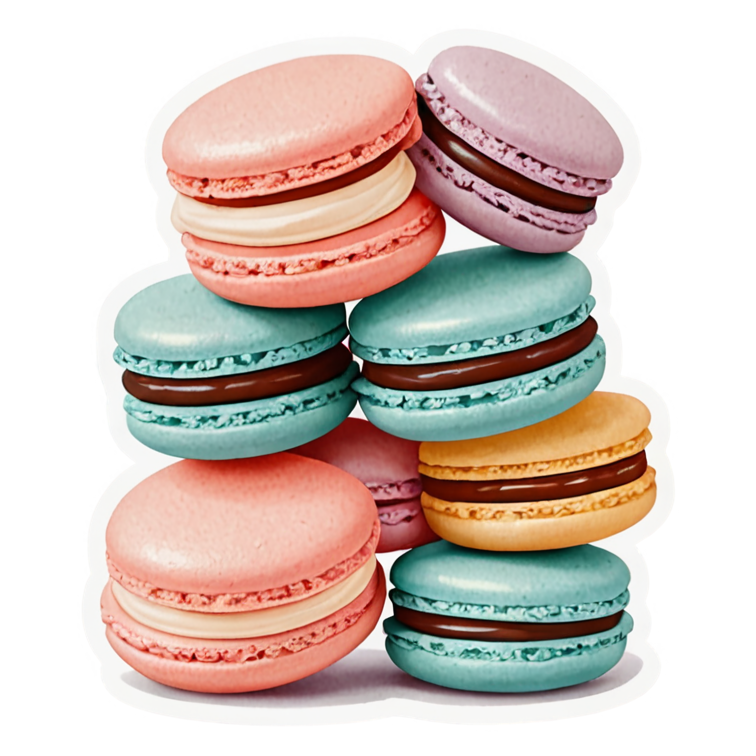 Macaron Stack (lineart) — dessert stickers