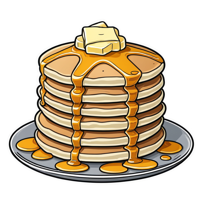 Pancake Stack (lineart) — dessert stickers