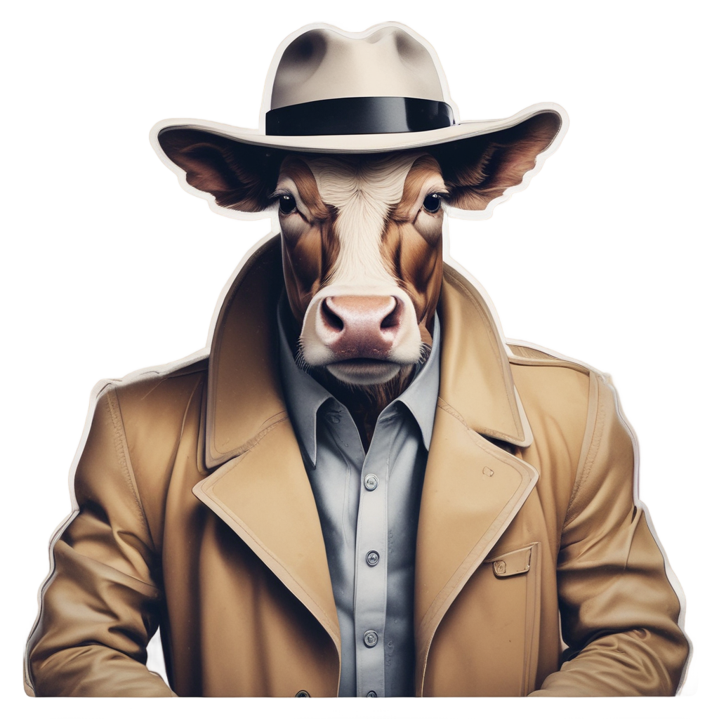 Detective Cow Mystery — farm animals stickers