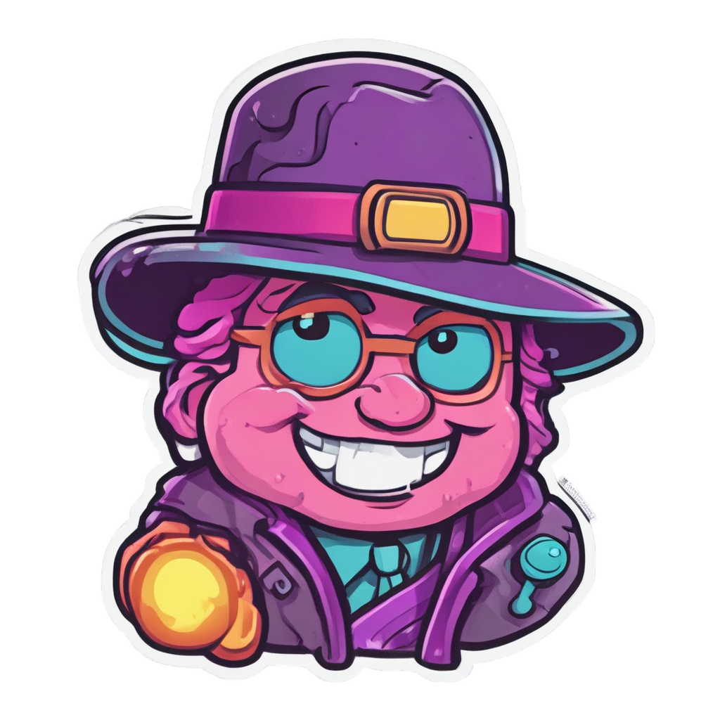A neon cloud in a detective hat and coat holding a glowing flashlight.